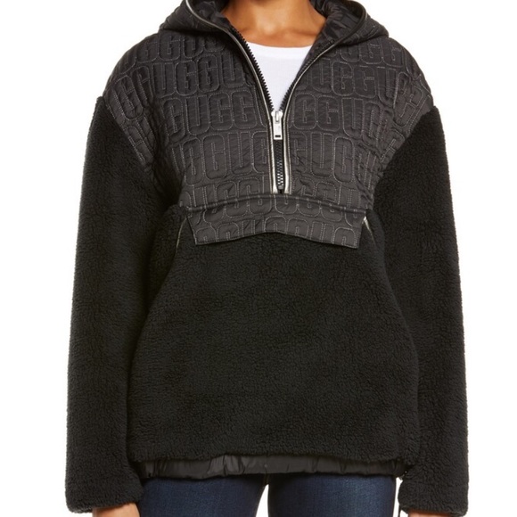 NWT UGG Logo Iggy Sherpa Zip Pullover Size Lrg - Picture 4 of 10